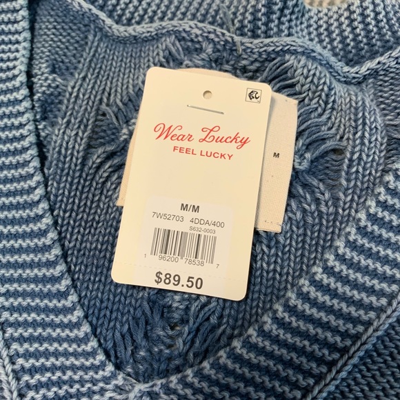 Lucky Brand Women’s Blue Cotton Long Sleeve Sweater NWT Size Medium - Picture 6 of 11